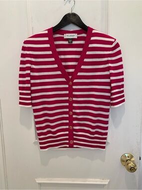 St. John Collection striped cardigan. Size Small